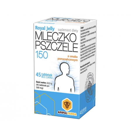 APIPOL FARMA Royal Jelly Mleczko pszczele 150. Tabletki do ssania. 45 sztuk
