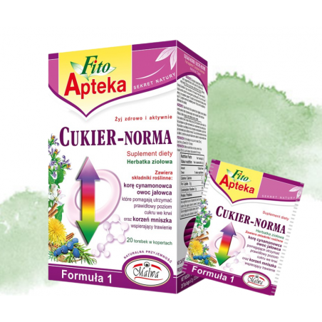MALWA Cukier Norma. Herbata ziołowa, 20 sztuk