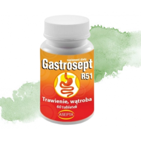Gastrosept tabletki na wzdęcia, zaparcia i trawienie- 60 sztuk ASEPTA