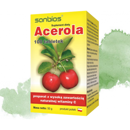 ACEROLA 500mg- naturalna witamina C. SANBIOS 100 sztuk