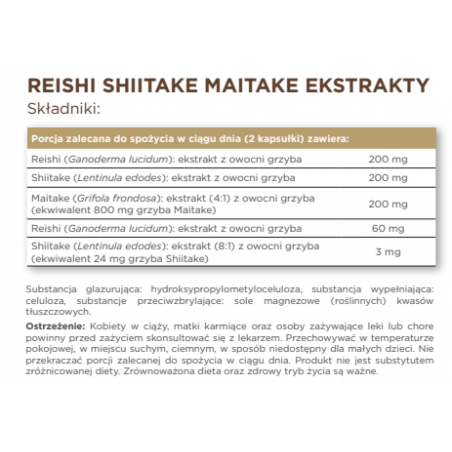SOLGAR Reishi Shitake Maitake Ekstrakty 50 kapsułek - 1