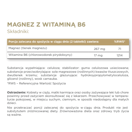 SOLGAR Magnez z witaminą B6 100 tabletek - 1