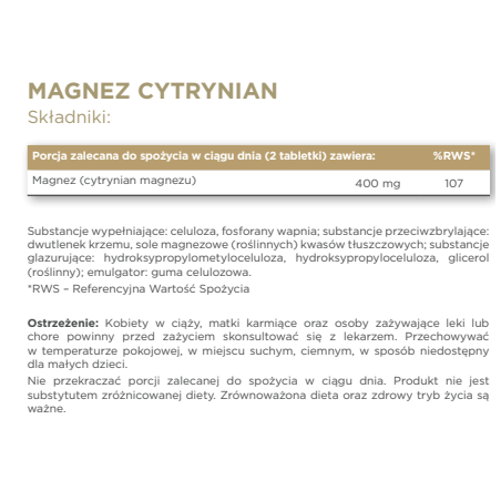 SOLGAR Magnez Cytrynian 60 tabletek - 1
