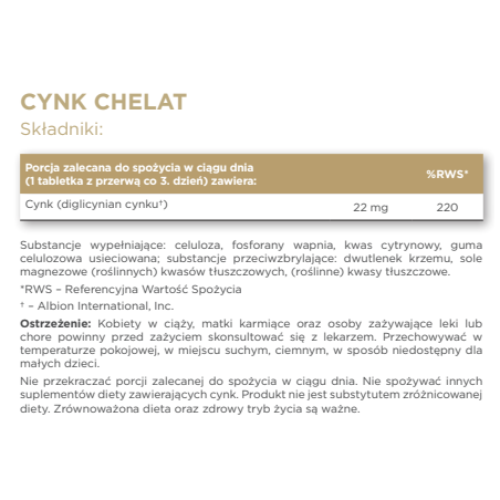 SOLGAR Cynk chelat aminokwasowy 100 tabletek - 1