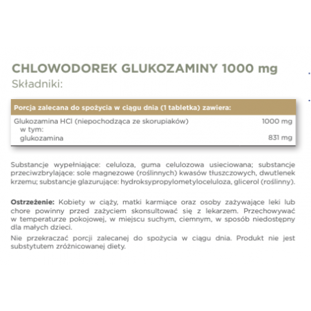 SOLGAR Chlorowodorek glukozaminy 1000mg- 60 tabletek - 1