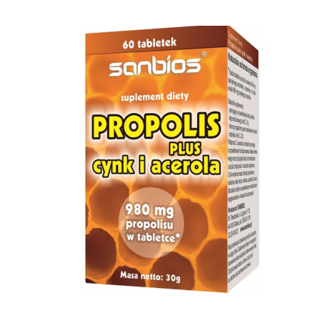 PROPOLIS Plus cynk i acerola SANBIOS 60 sztuk
