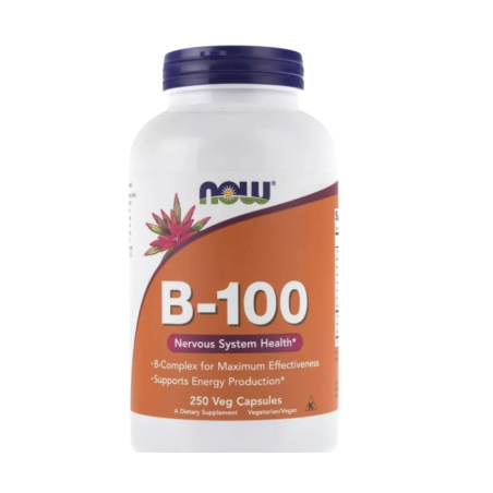 B-100 Kompleks witamin z grupy B 250 kapsułek NOW FOODS