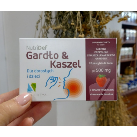 NUTRIDef Gardło i kaszel pastylki do żucia dla dzieci i dorosłych Nutrileya