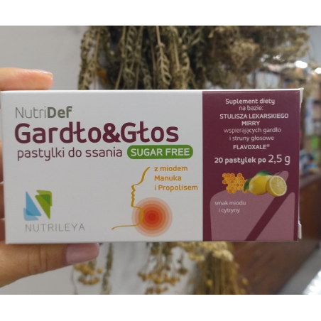 NUTRIDef Gardło i głos pastylki do ssania o smaku miodu i cytryny Nutrileya