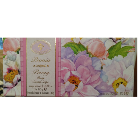 MYDŁO PEONIA 3x125g. Zestaw ręcznie robionych włoskich mydeł Saponificio Artigianale Fiorentino MYDŁO PEONIA 3x125g. Zestaw ręcznie robionych włoskich mydeł Saponificio Artigianale Fiorentino