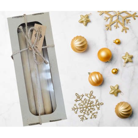 ZESTAW ŚWIEC stołowych z naturalnego wosku pszczelego ŁYSOŃ