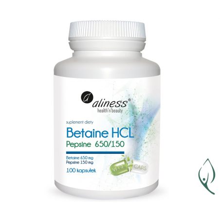 Betaine HCL, Pepsyna 100 kapsułek vege Aliness