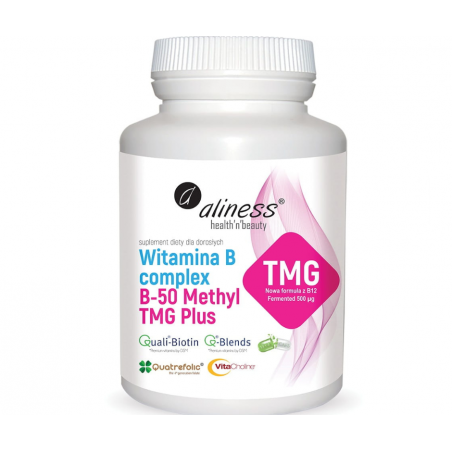 WITAMINA B Complex B-50 Methyl TMG PLUS ALINESS 100 kapsułek vege
