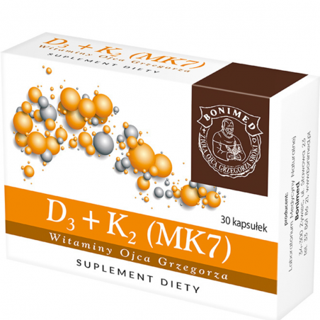 D3 + K2 (MK7) Witaminy Ojca Grzegorza 30 kapsułek Bonimed