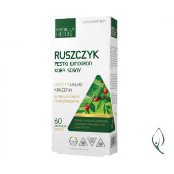 Ruszczyk Pestki winogron Kora sosny 60 kapsułek Medica Herbs