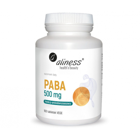 PABA 500mg (Kwas p-aminobenzoesowy B10) 100 tabletek Aliness