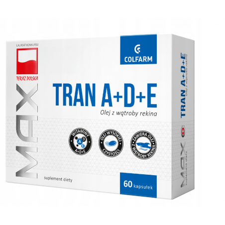 Max TRAN A+D+E (olej z wątroby rekina) 60 kapsułek Colfarm