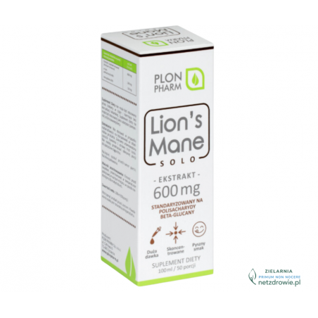 LIONS MANE Solo ekstrakt (Soplówka Jeżowata) 100ml Plon Pharm