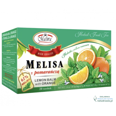Melisa z pomarańczą. Herbata ziołowo-owocowa 20 sztuk Malwa