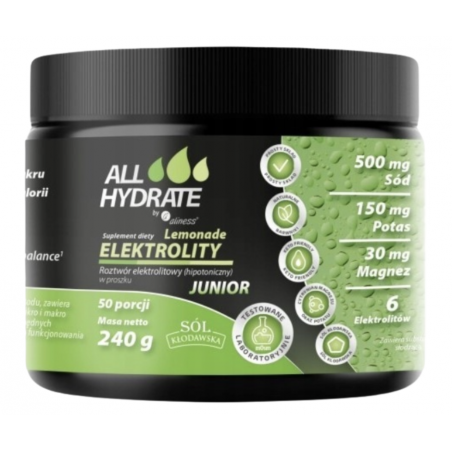 Elektrolity JUNIOR Lemonade 240g, 50 porcji Aliness