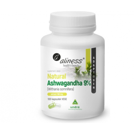 Natural Ashwagandha 550mg suplement diety- 100 kapsułek VEGE Aliness