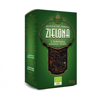 Herbata Zielona z żurawiną, maliną i różą EKO  80g Dary Natury