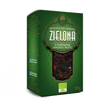 Herbata Zielona z żurawiną, maliną i różą EKO  80g Dary Natury