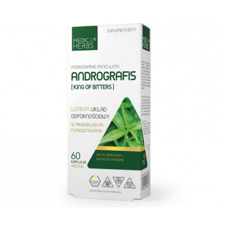 ANDROGRAFIS 400mg- King Of Bitters (Andrographis paniculata) 60 kapsułek Medica Herbs
