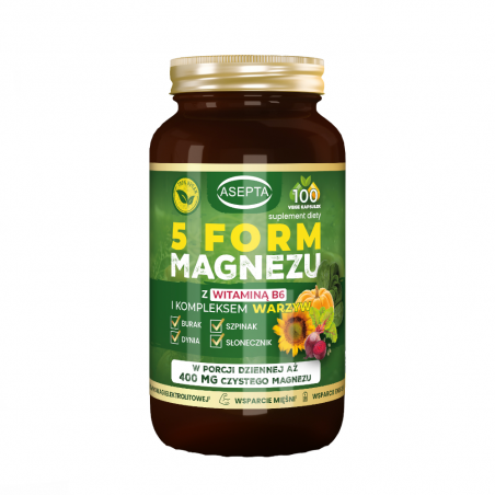 Magnez 5 form  z kompleksem warzyw 100szt ASEPTA