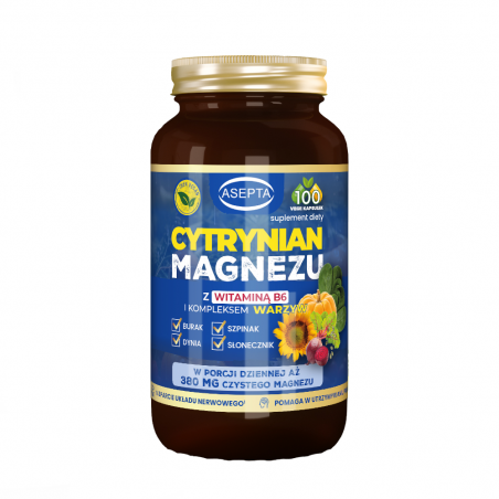 Magnez cytrynian  z witaminą B6100szt ASEPTA