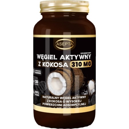 Węgiel aktywny z kokosa 120kaps ASEPTA