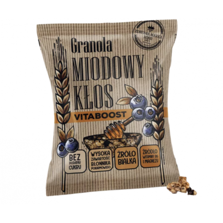 Granola z miodem, pyłkiem pszczelim i owocami 50g  Łysoń