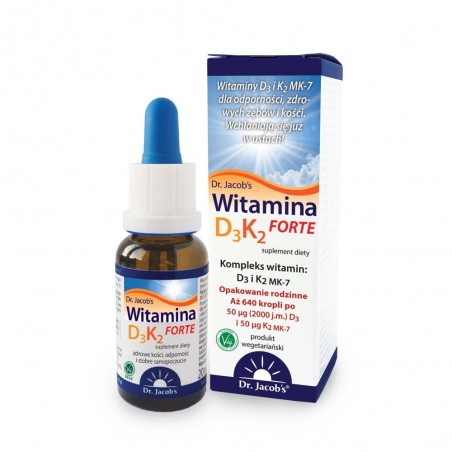 Witamina D3 i K2 FORTE. Suplement diety w kroplach 20ml Dr. Jacobs
