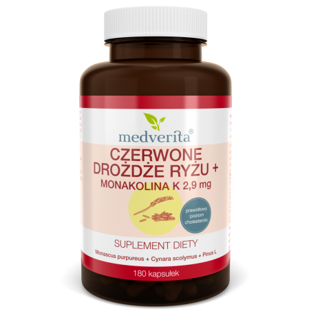 Czerwone drożdże ryżu+ (monakolina K ) Medverita 180 kapsułek