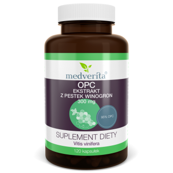 OPC 95% ekstrakt z pestek winogron 300mg Medverita 120 kapsułek