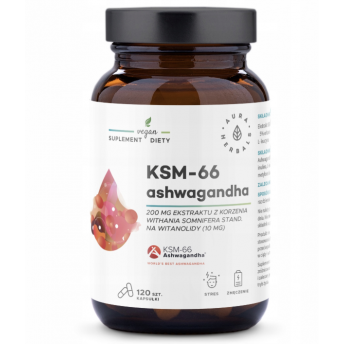 Ashwagandha  KSM-66 200 mg (witania ospała) Aura Herbals 120 kapsułek
