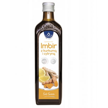 Imbir z kurkumą i cytryną z witaminą C sok 490ml OLEOFARM