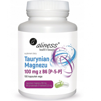 Taurynian Magnezu 100 mg z B6 (P-5-P) 100 kapsułek VEGE Aliness