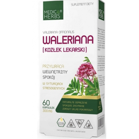 WALERIANA (kozłek lekarski) 300mg 60kapsułek Medica Herbs