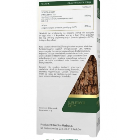 Kora sosny (wyciąg z kory Pinus pinaster) 40kapsułek Medica Herbs - 1