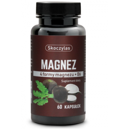 MAGNEZ 4 FORMY czarna rzepa +Witamina B6 suplement diety 60 kapsułek Skoczylas