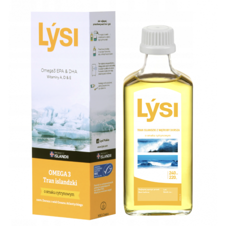 Tran Islandzki Cytrynowy 240 ml LYSI