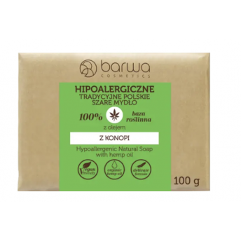 Hipoalergiczne tradycyjne polskie szare mydło z olejem z konopi 100g Barwa