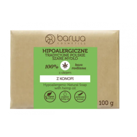 Hipoalergiczne tradycyjne polskie szare mydło z olejem z konopi 100g Barwa