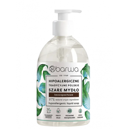 Hipoalergiczne tradycyjne polskie szare mydło w płynie 500ml Barwa