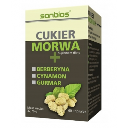Cukier Morwa+ Berberyna Cynamon Gurmar Berberys 60 kapsułek SANBIOS