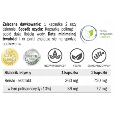 Reishi 450mg 90 kapsułek Yango - 1