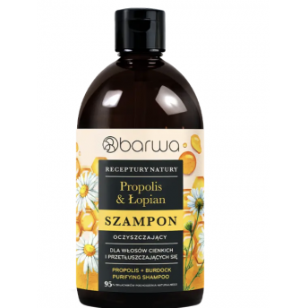 Szampon Oczyszczający Propolis + Łopian Receptury Natury 380ml BARWA