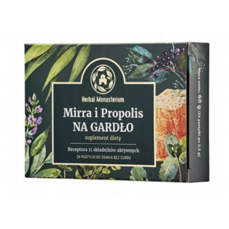 Mirra i propolis Na gardło  24 pastylki do ssania Herbal Monasterium