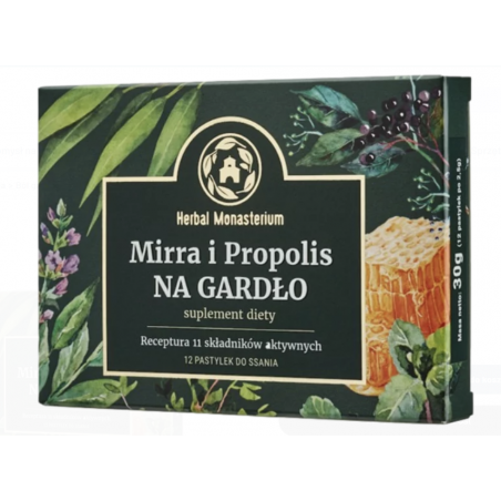 Mirra i propolis Na gardło  12 pastylek do ssania Herbal Monasterium
